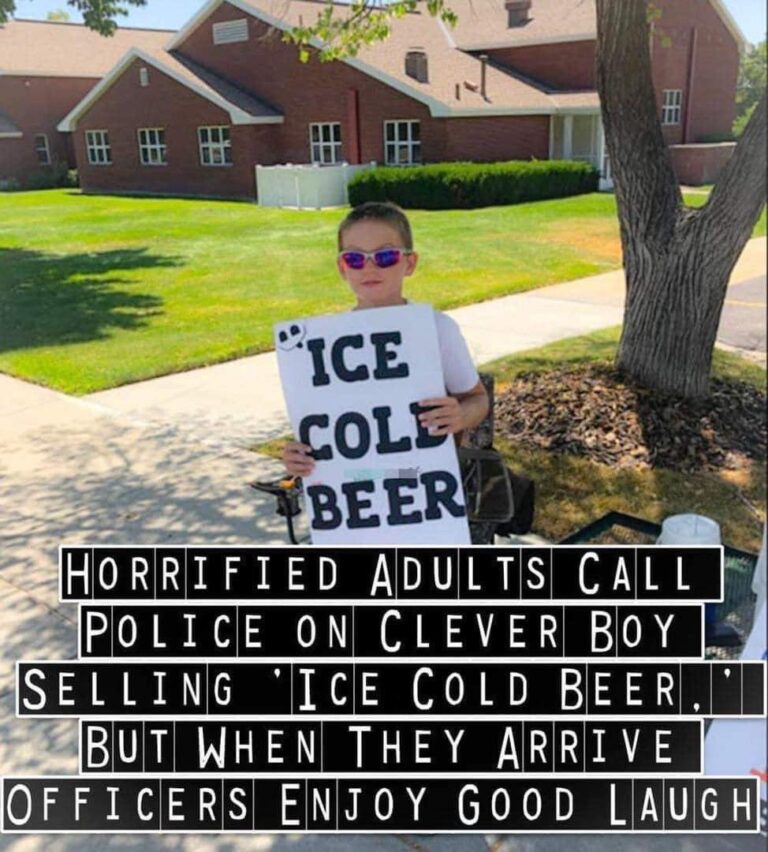 The child selling “Ice Cold Beer” has the police called.